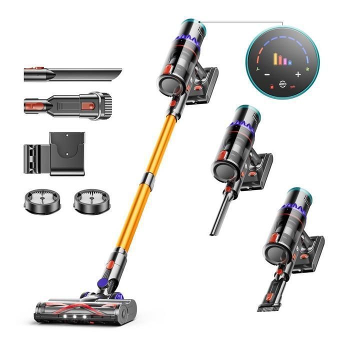 Aspirateur Balai Sans Fil 48KPa/500W - Autonomie 55min, Station Murale, Brosse Anti-poils - Design De Noël