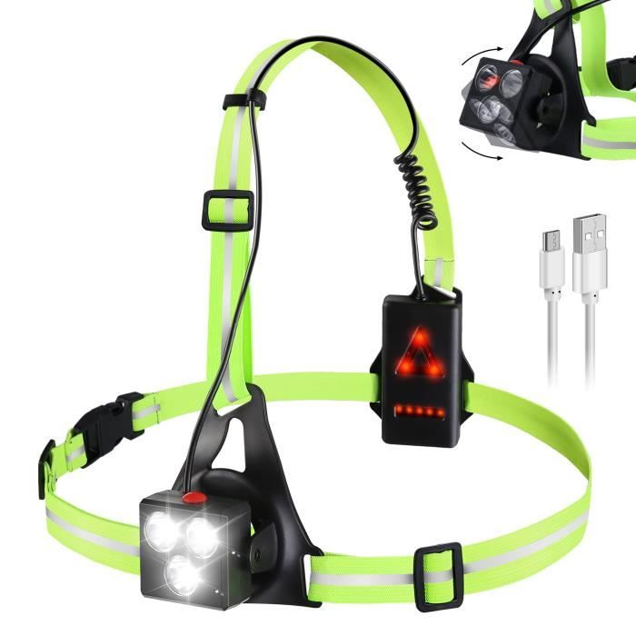 Lampe Pectorale Running Rechargeable USB – 3 Modes, 500 Lumens, étanche IPX6 – Pour Jogging Nocturne Et Camping
