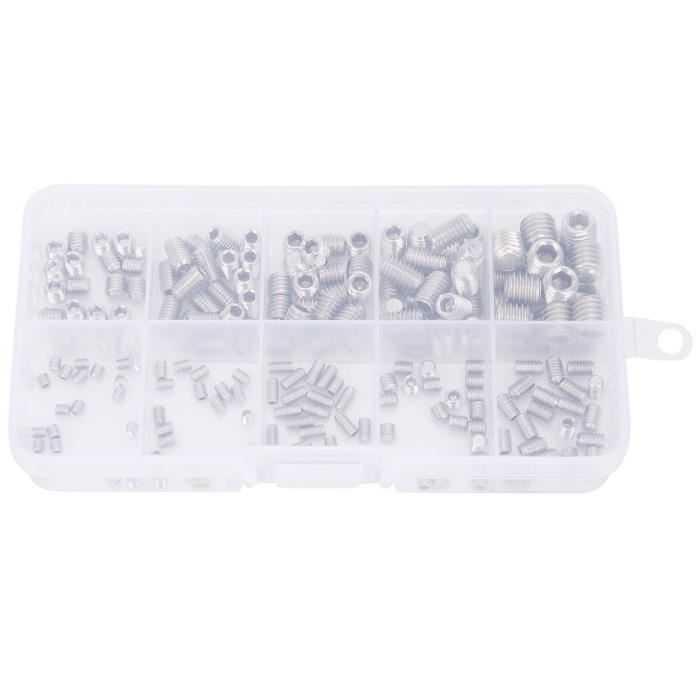 Lot de 60 vis sans tête M3 x 5 avec six pans creux et pointe ISO 4027 A2 en acier inoxydable