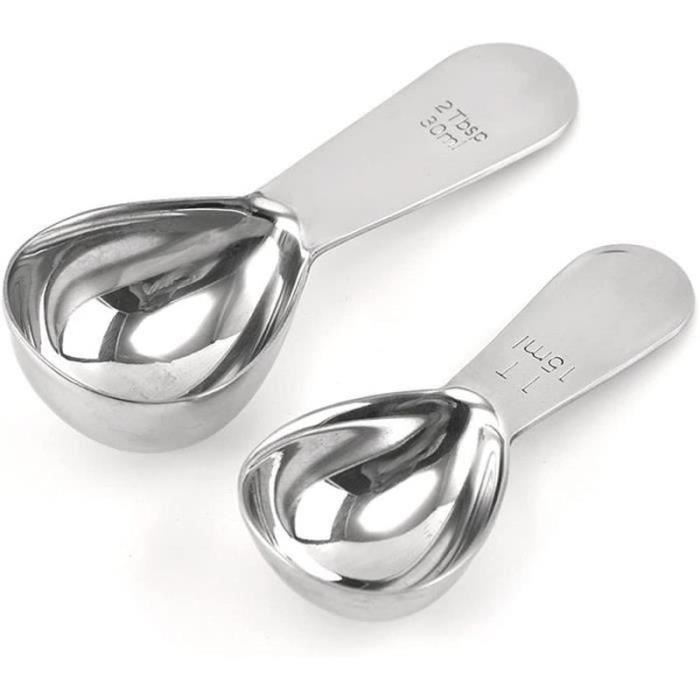 HK07466Lot De 2 Cuillère Doseuse à Café en Acier Inoxydable,1 Cuillère à Soupe (15 ML) Et 1