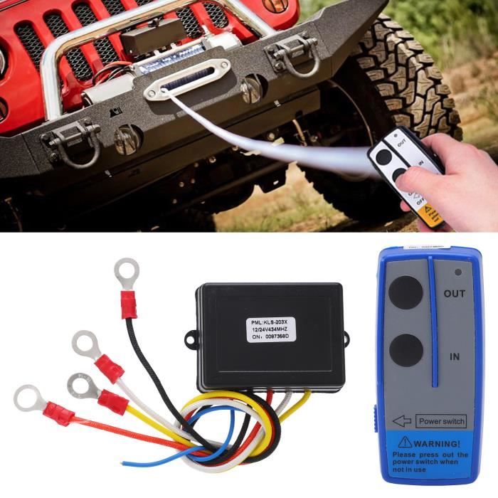 Weikeya Kit Télécommande Treuil Sans Fil 12V/24V – 75 M Portée + Voyants | Universel 4x4, VTT, Voiture, Camion