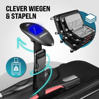 MONZANA® Set De Valises Exopack Noir 3 Pièces Serrure TSA 4 Roues 360