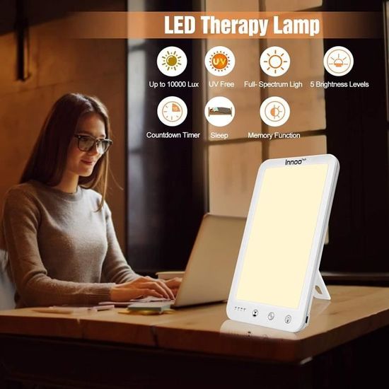 Lampe de Luminothérapie 10000 Lux, Lampe de Lumière du Jour contre la  Dépression, LED sans UV, Régler Librement la Luminosité, avec - Cdiscount  Electroménager
