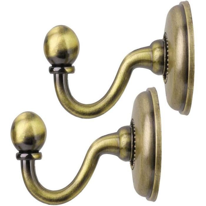 Lot De 2 Crochets De Rideau En Laiton Poli – Fixations Murales Avec Vis, 50mm, Marque Onestopdiy