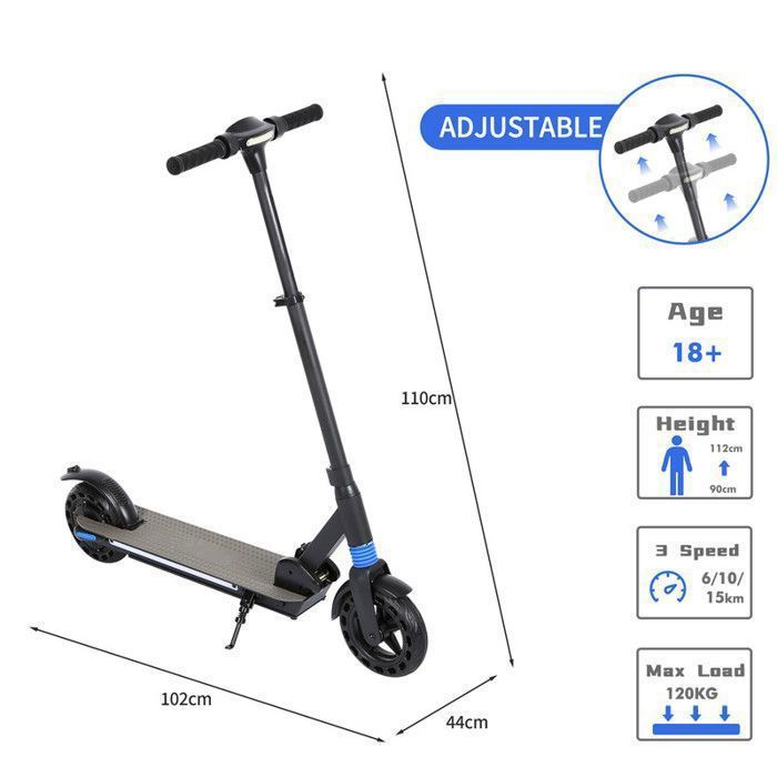 Trottinette électrique Urgodo Pour Adultes - Aluminium Noir, 120 Kg Max, écran Digital, Roues Caoutchouc - Parfaite Pour La Ville