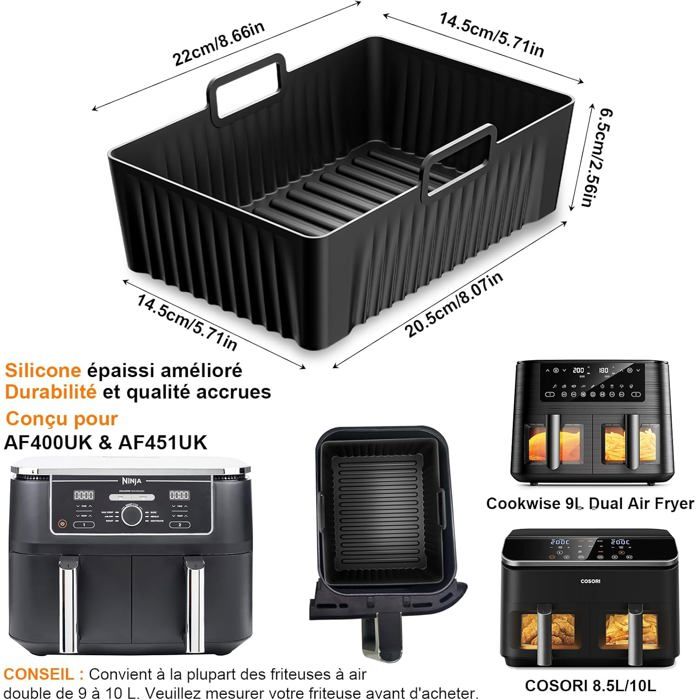 Accessoires pour Friteuse à Air, Lot de 2 oules en Silicone pour Ninja