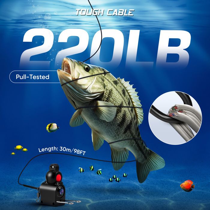 Caméra Sous-marine Pour Pêche Avec écran 4.3" IPS - Champ 220°, 12 LEDs Infrarouges, Câble 15m | Détecteur De Poissons étanche IP68