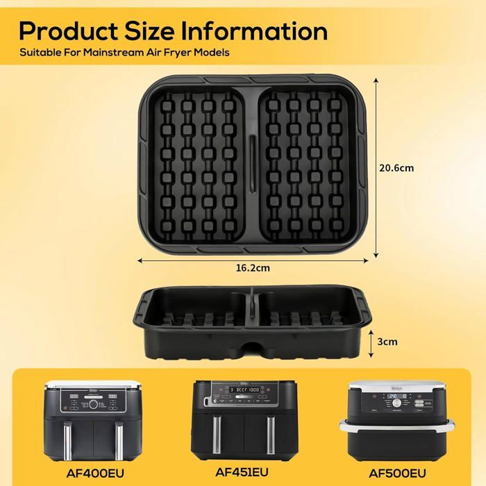 Stampo Per Waffle In Silicone Per Airfryer Ninja (2 Pezzi) | Adatto A Modelli AF400EU, AF451EU E Simili