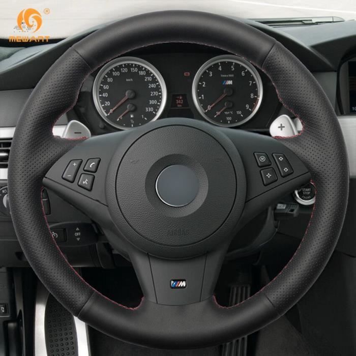 Mevouloir couverture de volant de voiture en cuir artificiel noir,  accessoires d'intérieur pour BMW E60 E63 Red Thread -GZ12625 - Cdiscount  Auto