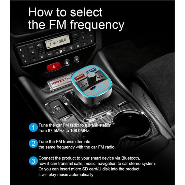 Transmetteur audio Artizlee Transmetteur fm Bluetooth, Voiture Chargeur  Lecteur MP3, Adaptateur Radio Sans Fil Kit Émetteur