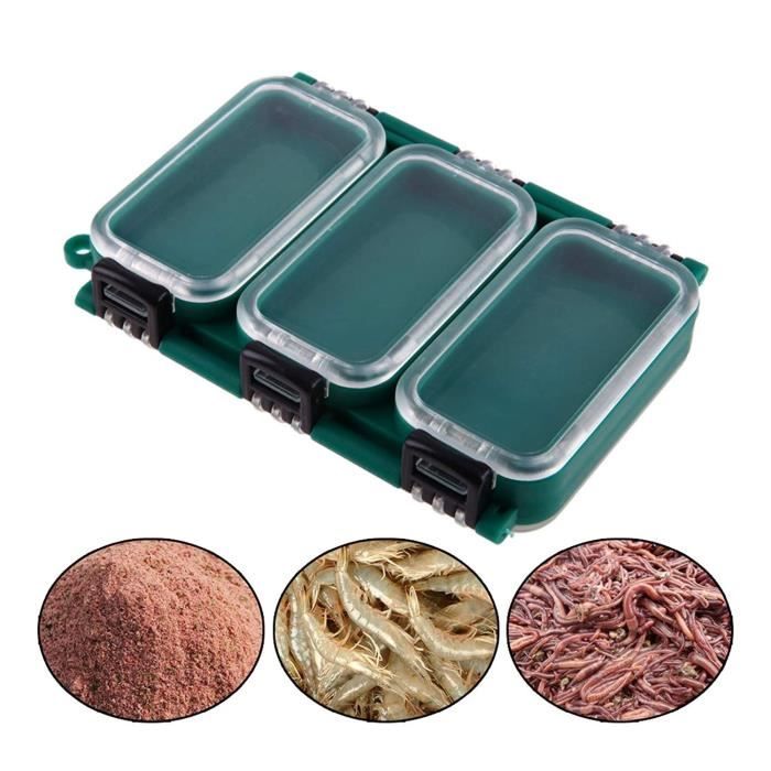 Hqunjikp Lot De 3 Boîtes De Rangement Pour Appâts De Pêche – Léger, Portable, Idéal Vers De Terre Et Appâts Vivants