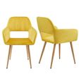 AKALNNY Lot de 2 Fauteuil de salon Chaise de salle à manger rembourrée en velours chaise de bureau scandinave jaune 50*60*90cm-2