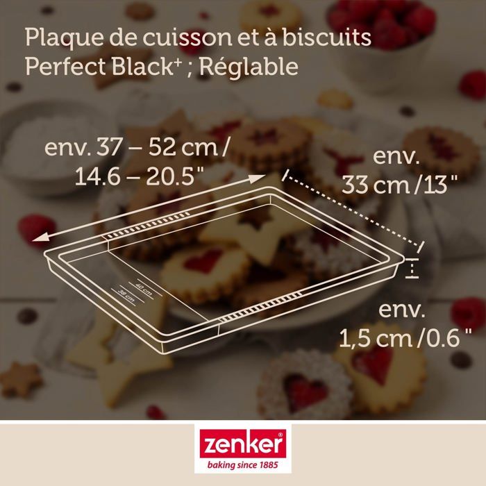 Plaque à pâtisserie extensible de 37 x 52 cm Zenker Black Metallic Plaque à pâtisserie extensible de 37 x 52 cm Zenker Black Metallic