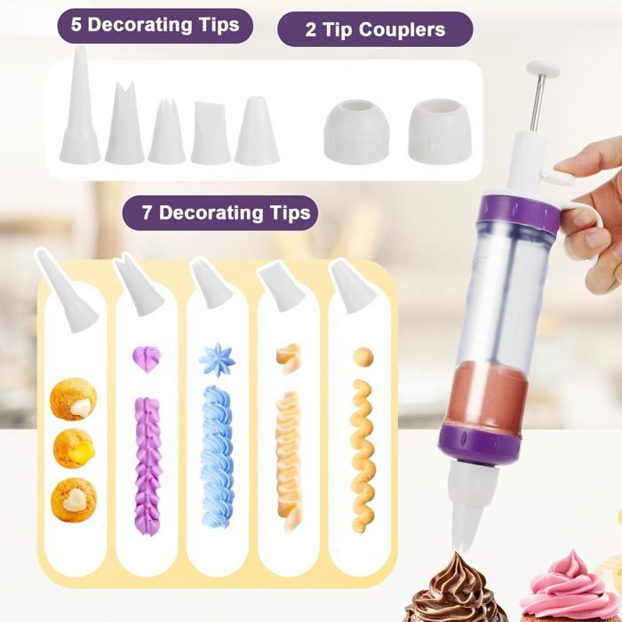 Seringue à Pâtisserie En Acier Inoxydable – Réutilisable – Pour Garnir Gâteaux, Choux, Etc.
