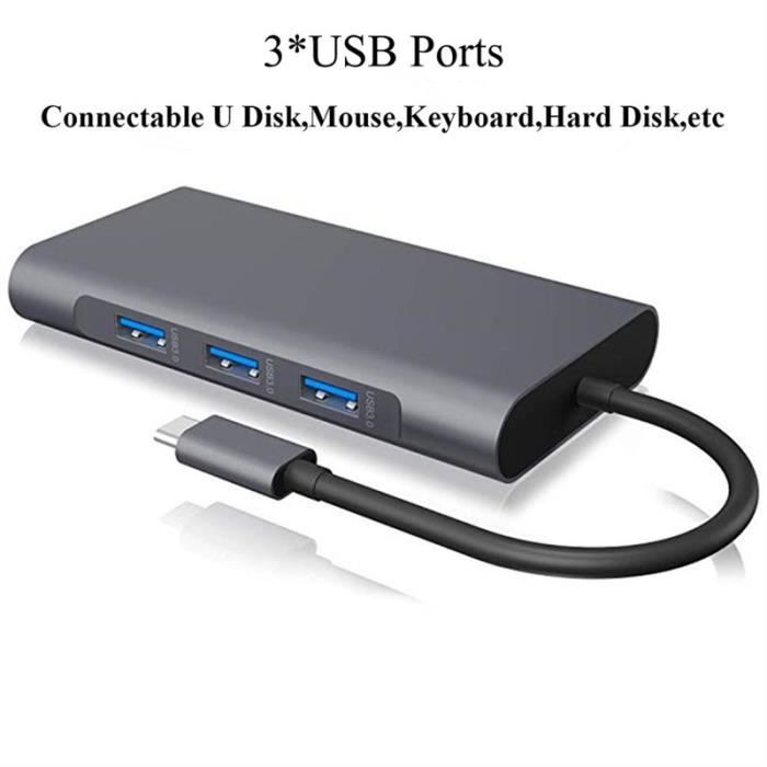 0€30 sur Adaptateur USB Type C vers HDMI 4K + Ethernet RJ45 + USB 3.0 + USB  3.1 On Earz Mobile Gear Gris - Hub USB - Achat & prix