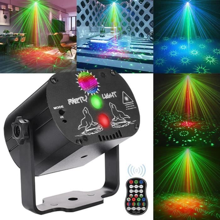 Lumières laser de Noël,Batterie intégrée DJ Disco Stage Party Lights  Projecteur stroboscopique RVB avec télécommande