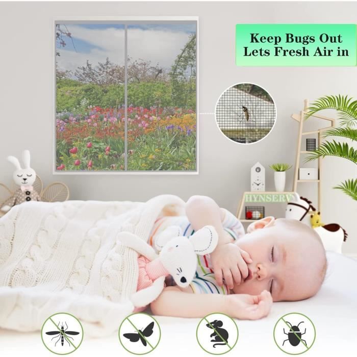 Moustiquaire Fenetre Ajustable Noir 160x130cm Fermeture Automatique Aimant Rideau De Porte à Moustiquaire Pour Baie Vitree Fenetre Coulissante