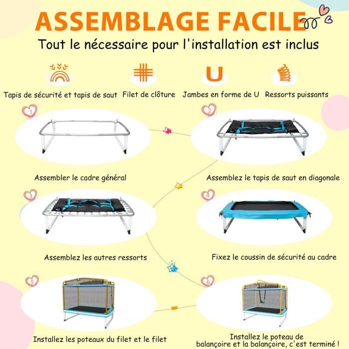 Trampoline Enfant 3 En 1 LIFEZEAL | Avec Balançoire Et Barre | 190x124cm | 100kg Max