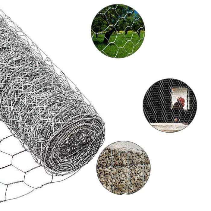 Grillage à Poule Galvanisé 0.4m X 10m - Treillis Hexagonal Résistant Pour Clôture