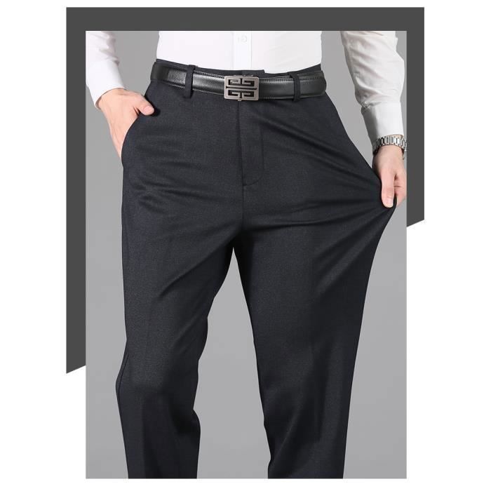 Pisexur Mens Pantalon Habillé Classique à Devant Plat Taille Extensible Cachée Pantalon De Costume Pour Hommes Tissu De Haute Qualité Pantalon Droit Premium Extensible 4 Directions