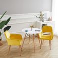 AKALNNY Lot de 2 Fauteuil de salon Chaise de salle à manger rembourrée en velours chaise de bureau scandinave jaune 50*60*90cm-3