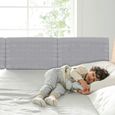 HENGMEI Barrière de lit réglable en Hauteur 60 cm Protection latérale réglable pour lit d'enfant, lit de Parent, Gris Lin-3
