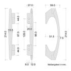 Poign/ée de meuble pour portes coulissantes et armoires Avec vis 64 mm AMAR En m/étal Gedotec
