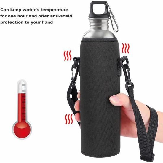 Sac Porte-bouteille D'eau En Néoprène - Isotherme, Avec Poignée Et Boucle - Protection Pour Bouteille De 400-600 Ml - Randonnée, Sport