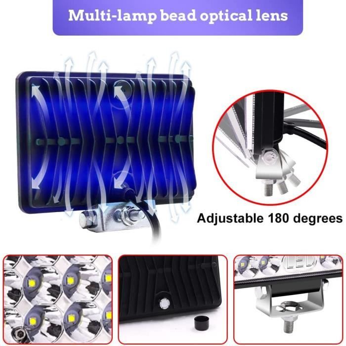 Lot De 2 Phares LED 172W 12V/24V - 27000Lm - Projecteur Off-Road 4x4, Camion, Bateau - IP67