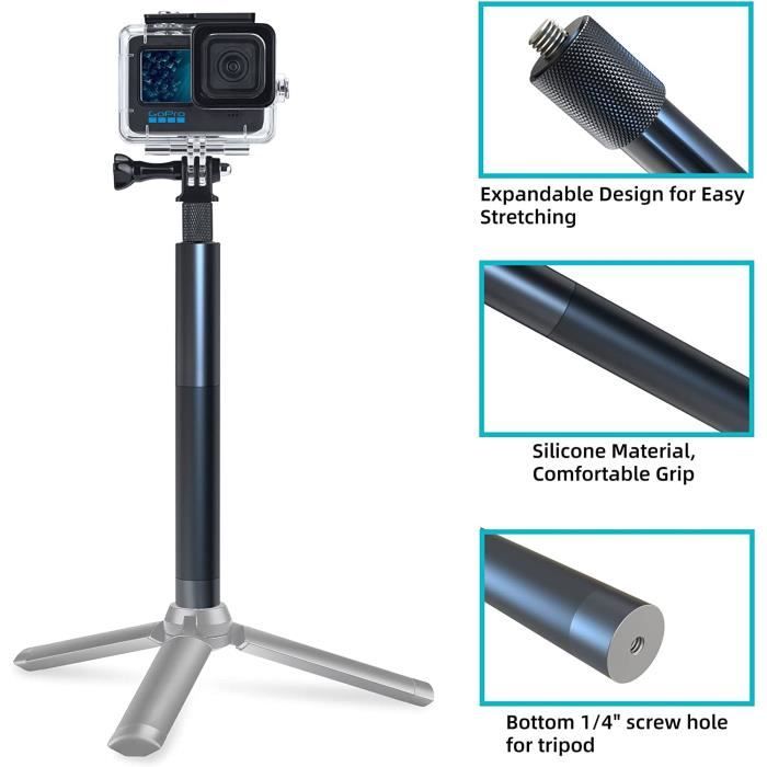Perche à Selfie pour Insta 360, Bâton Selfie pour caméra d'action,  Téléscopable Monopode de 80 cm pour Insta360 X3-X2-R-RS, Go[314]