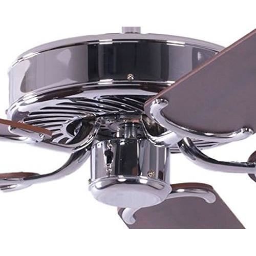 Pepeo Kisa Deluxe Ventilateur de plafond en laiton vieilli sans lumière avec interrupteur à tirette Blanc/érable