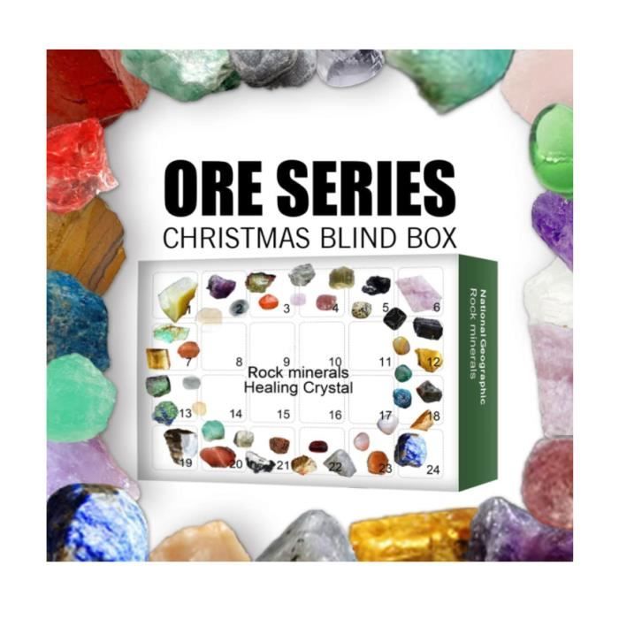 Calendrier De L'Avent En Pierre Précieuse | Calendrier De Compte à Rebours En Naturel 2024 | Ensemble De Pierres Colorées De Vacances, Fournitures De Festival Pour Les Amateurs De