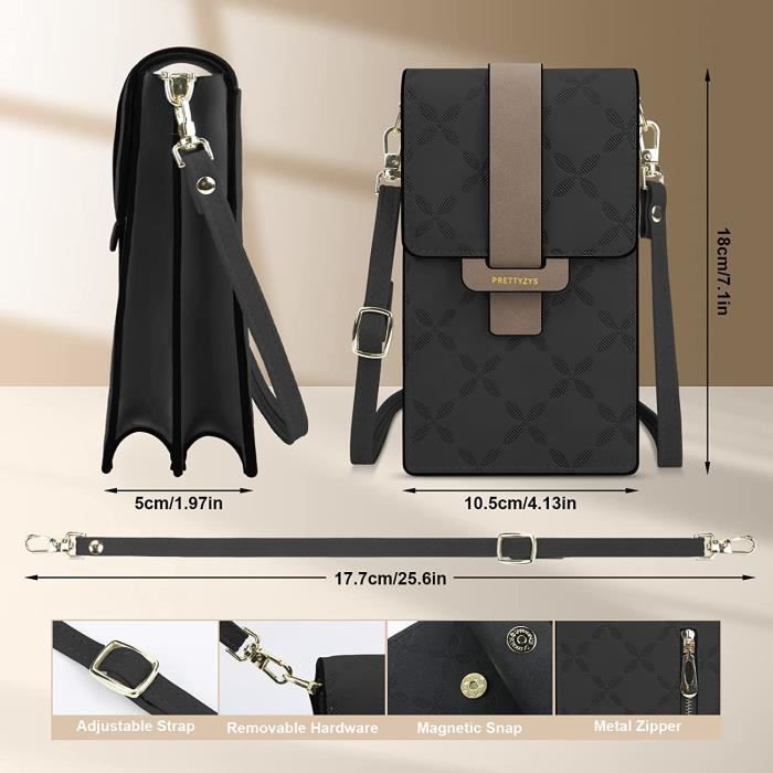 Sac Bandoulière Mini Pour Téléphone - Cuir Synthétique Avec Pompons - Portefeuille Femme Longueur Réglable