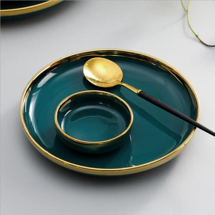 Plat Compartimenté Céramique Vert - Vintage, Craquelure, Bon état