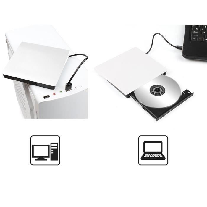 Lecteur CD DVD Externe, Type C et USB 3.0 Lecteur de CD-ROM Externe de  DVD-RW avec Lecteur de Carte SD TF et clé USB, A3 - Cdiscount Informatique