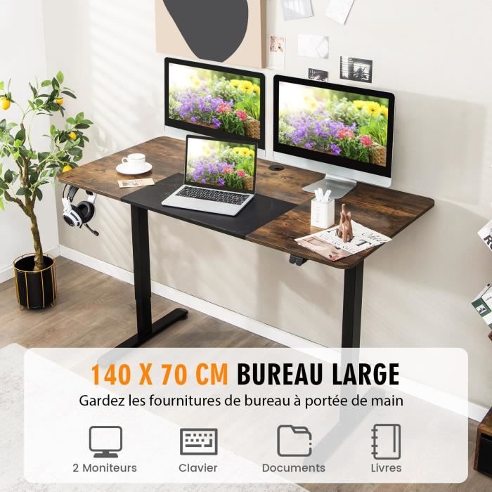 Bureau Électrique Réglable Claiks 140x70 Cm - Assis Ou Debout, Tu Bosses Confort !