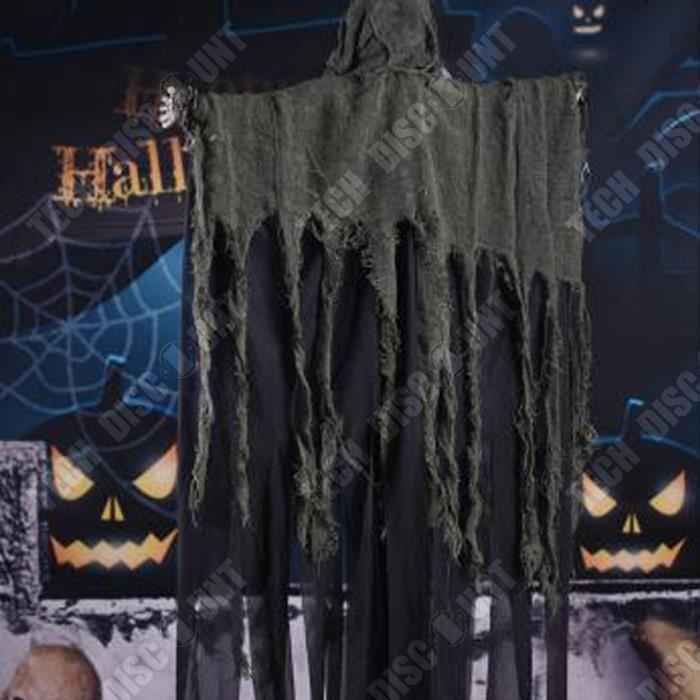2 Squelettes Suspendus Halloween 80x75cm - Fantômes Avec Chaînes, Blanc & Noir - Décoration Effrayante Maison/jardin - 11
