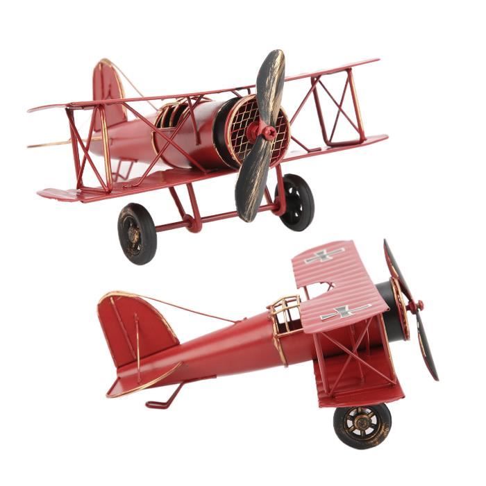 Sonew modèle d'avion en métal Modèle d'avion rétro artisanat biplan