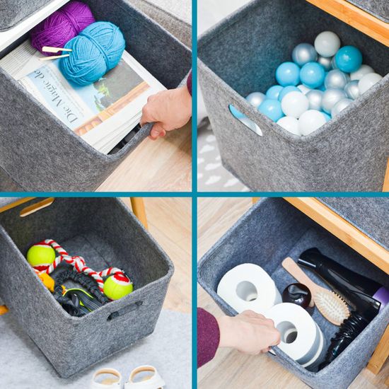Panier de rangement en feutre Boîte organisatrice de bureau Panier de rangement pliable Pour