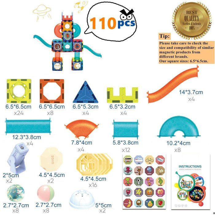 Blocs Magnétiques 40 Pièces – Carrés Et Triangles – Jouet Éducatif STEM – Dès 3 Ans – Créativité 2D/3D – ABS Alimentaire