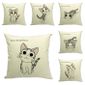 Ensemble 6pcs Housse De Coussin Motif Chat Dessin Animé Décoratif Lit Canapé Bureau 4545cm