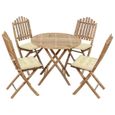 Ensemble repas de jardin pliable & Set de 1 Table à dîner et 4 Chaises & avec coussins Bambou - Qualité luxe©-0