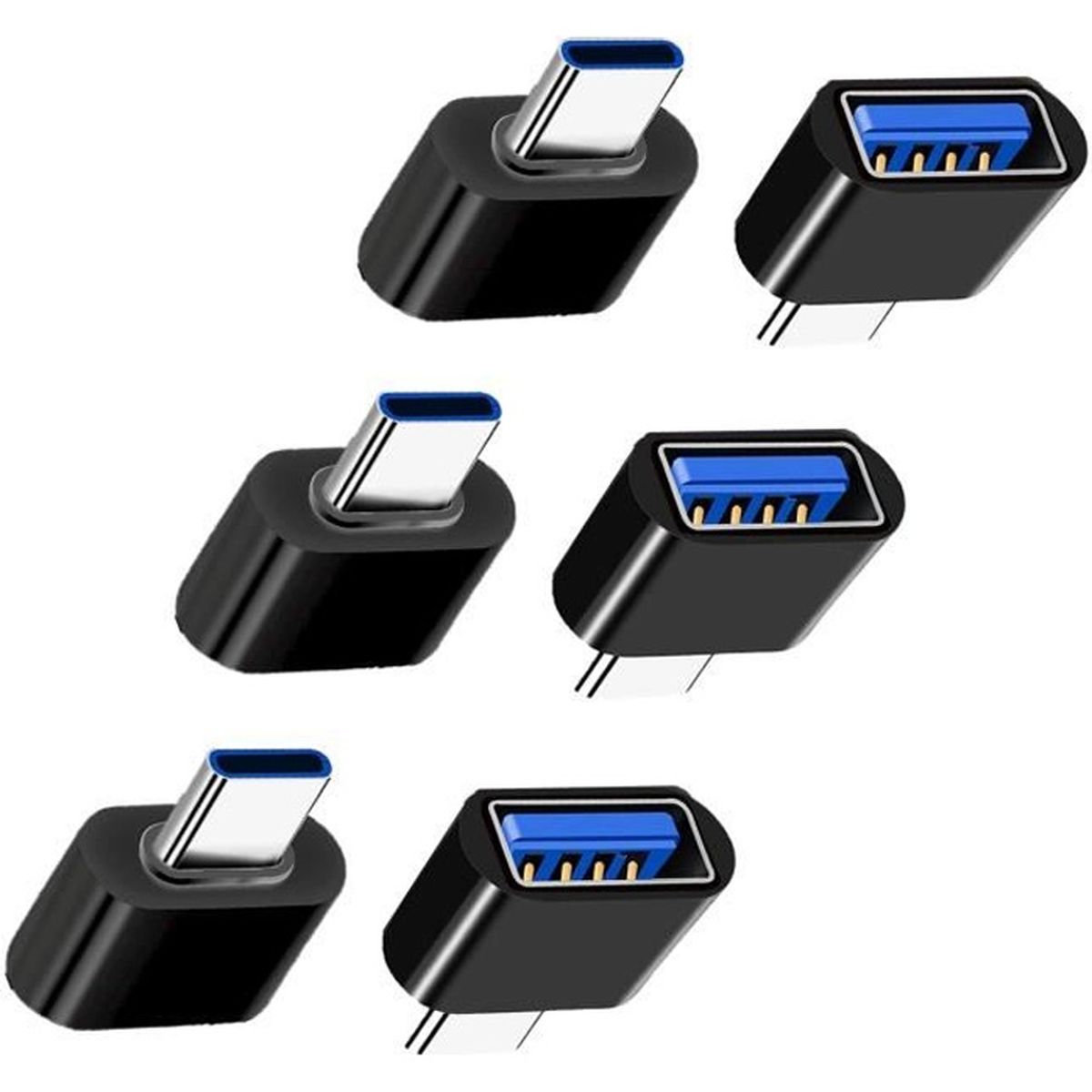 Lot De 4 Adaptateurs USB C Vers USB A 3.0 - Convertisseur Type-C Mâle Vers USB-A Femelle - Vitesse 5 Gbps - Pour Ordinateur, Smartphone, Clé USB