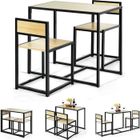 RELAX4LIFE Table de Cuisine avec 2 Chaises en Métal Style Industriel, Petite Table Compact pour Salle à Manger/Salon/Bistro,Naturel