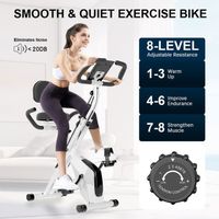 3 en 1 Vélo d'appartement Pliable - 8 Niveaux de Résistance Réglables - Volant d'Inertie 2,5KG -  Écran LCD - Siège Réglable
