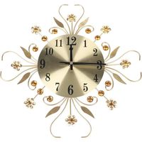 Modern Metal Flower Large Wrought Iron Wall Clock Hanging Living Room Decoration (Gold)