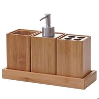 Accessoires de salle de bain 4 pièces porte brosse à dents distributeur de savon en bambou