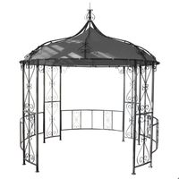 Pergola pavillon arche de jardin rond tonnelle chapiteau tente de reception cadre en acier robuste Ø 3m gris