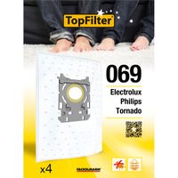 Lot de 4 sacs aspirateur Electrolux Philips et Tornado TopFilter Premium ref. 64069