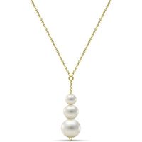 Miore Bijoux pour Femmes Collier avec Pendentif 3 Perles d'eau douce blanches 7.5 mm Chaine Longueur reglable 42-45cm en Or J